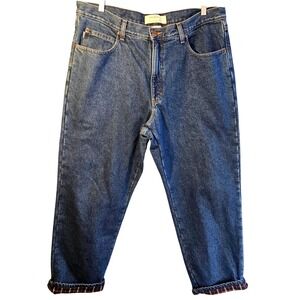 LL Bean Double L Jeans Mens 37x29 Blue Flannel Lined Relaxed Fit Denim